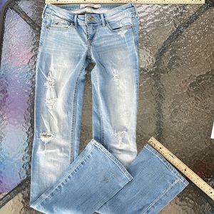 Hollister faded and ripped bootcut jeans size 3L